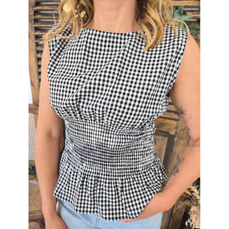 Blouse Armelle vichy noir smocks