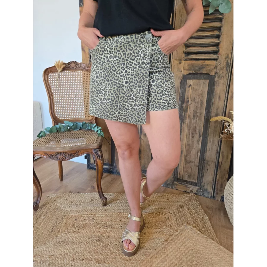 Jupe short Melanie leopard