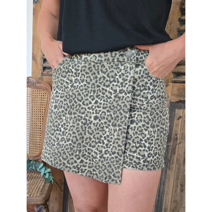 Jupe short Melanie leopard