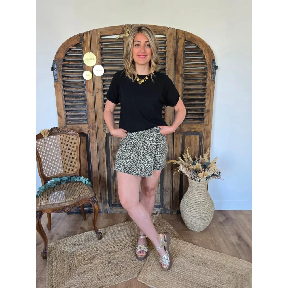 Jupe short Melanie leopard