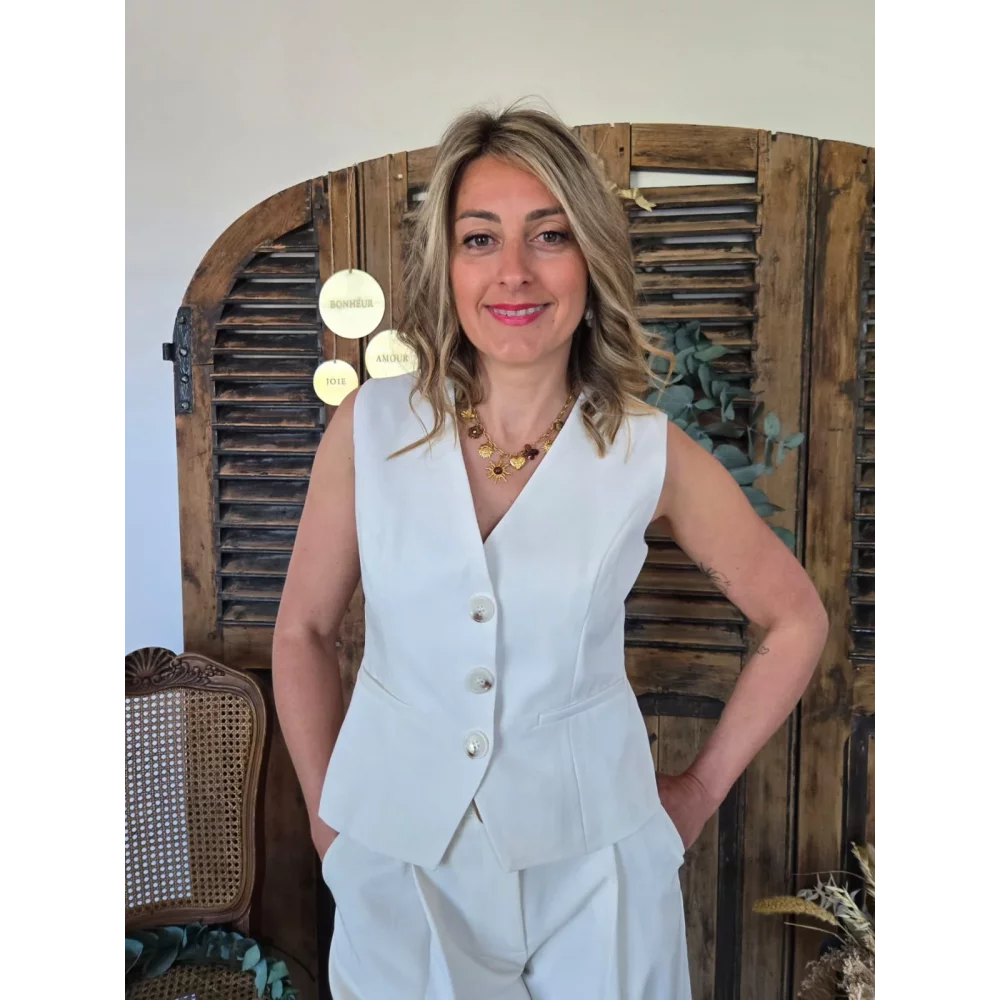 Top Gilet de café Pacome ecru