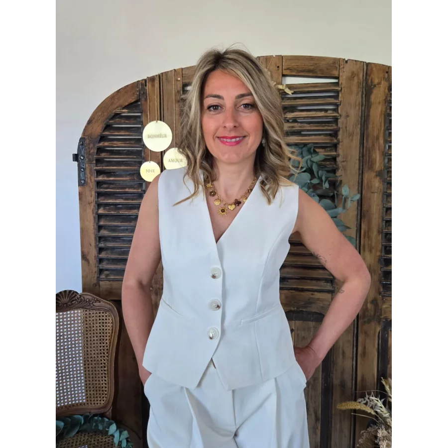 Top Gilet de café Pacome ecru