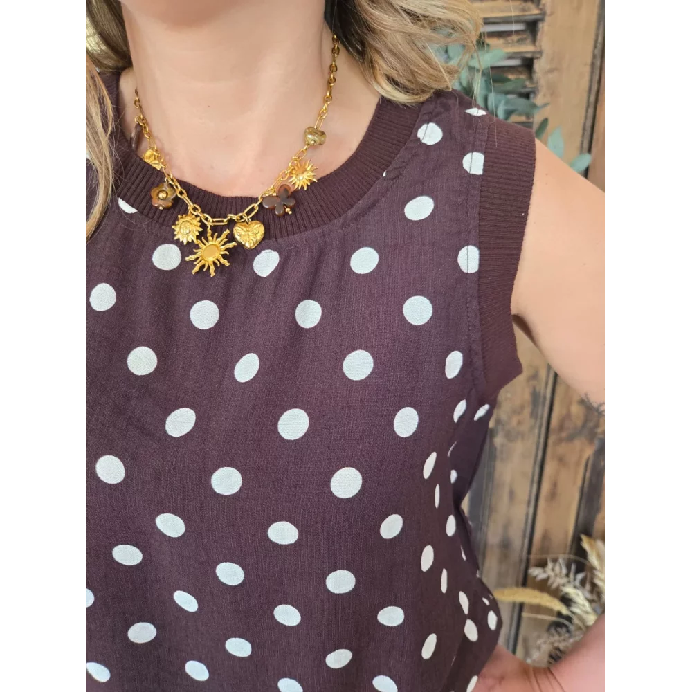 Blouse Annette choco pois blanc