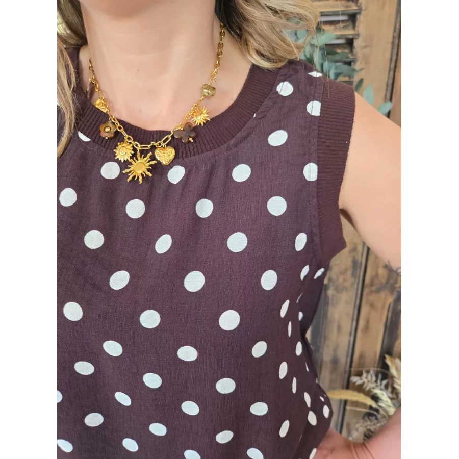 Blouse Annette choco pois blanc