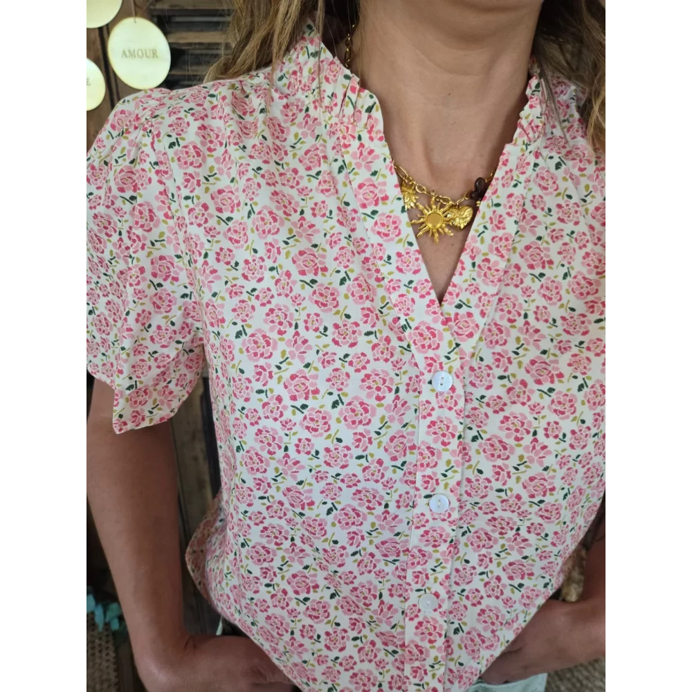 Blouse Barbara fleurs rose