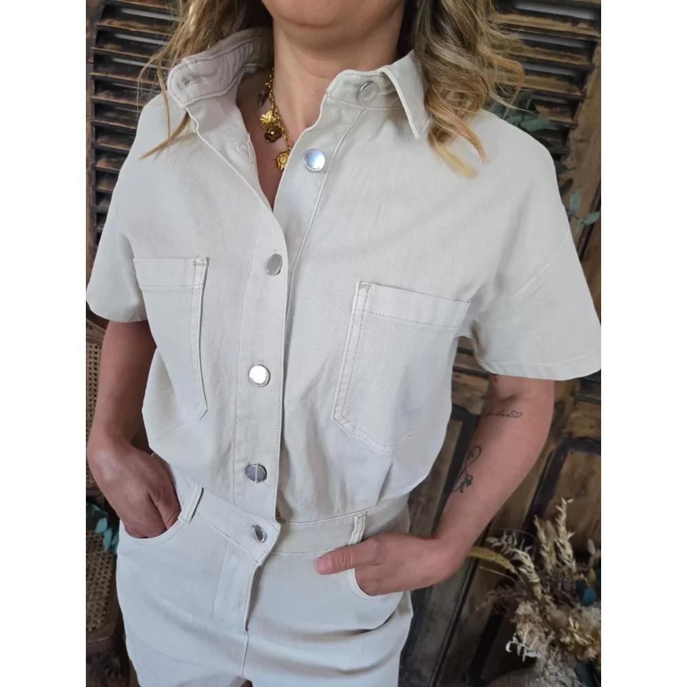 Combi short Yolaine jean beige