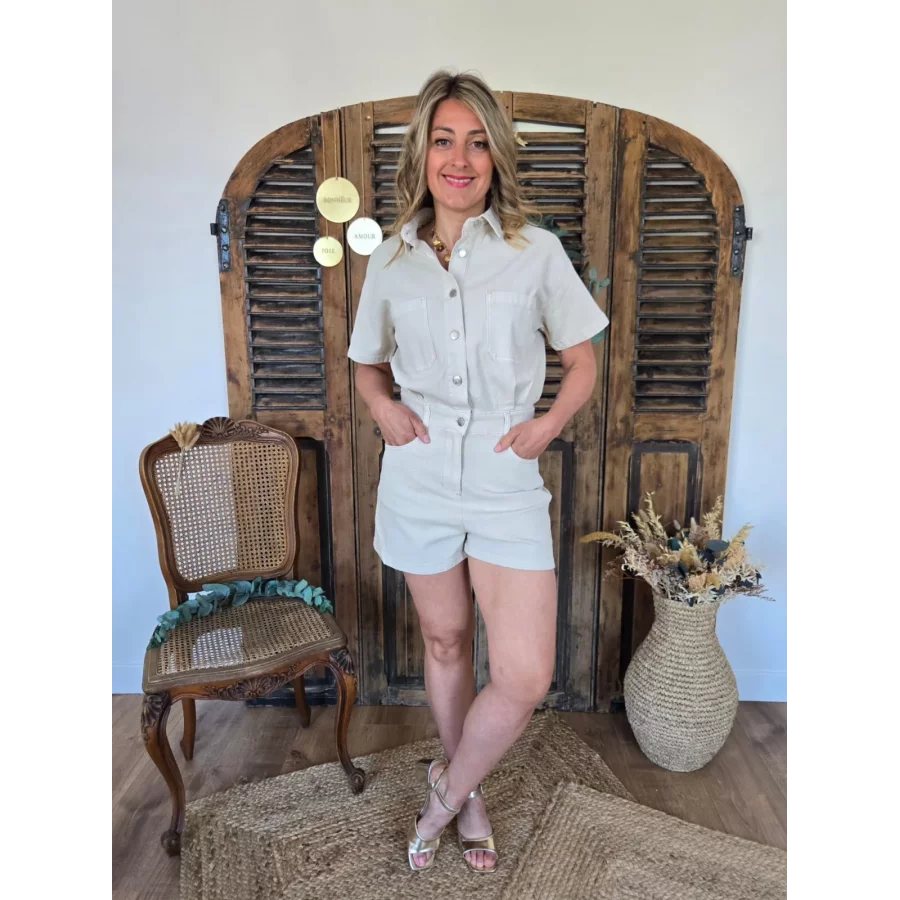 Combi short Yolaine jean beige