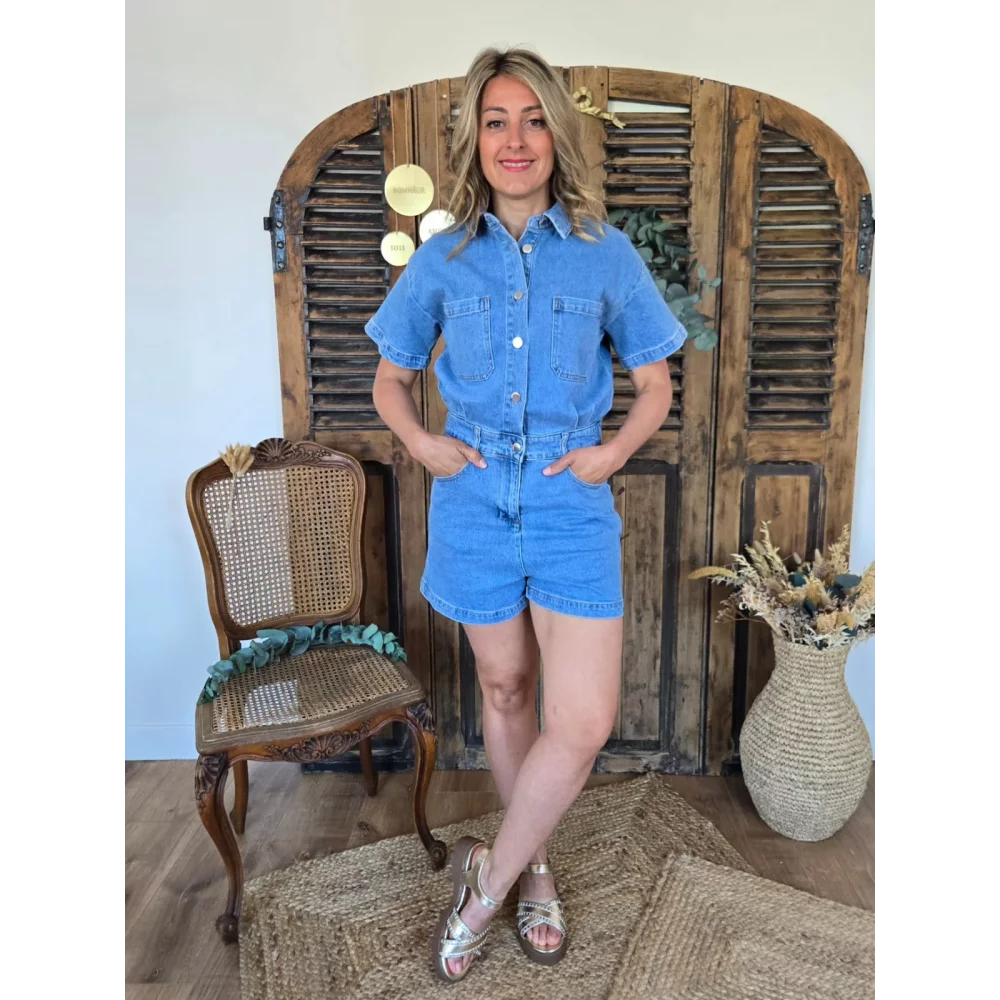 Combi short Yolaine bleu jean