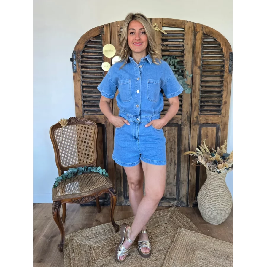 Combi short Yolaine bleu jean