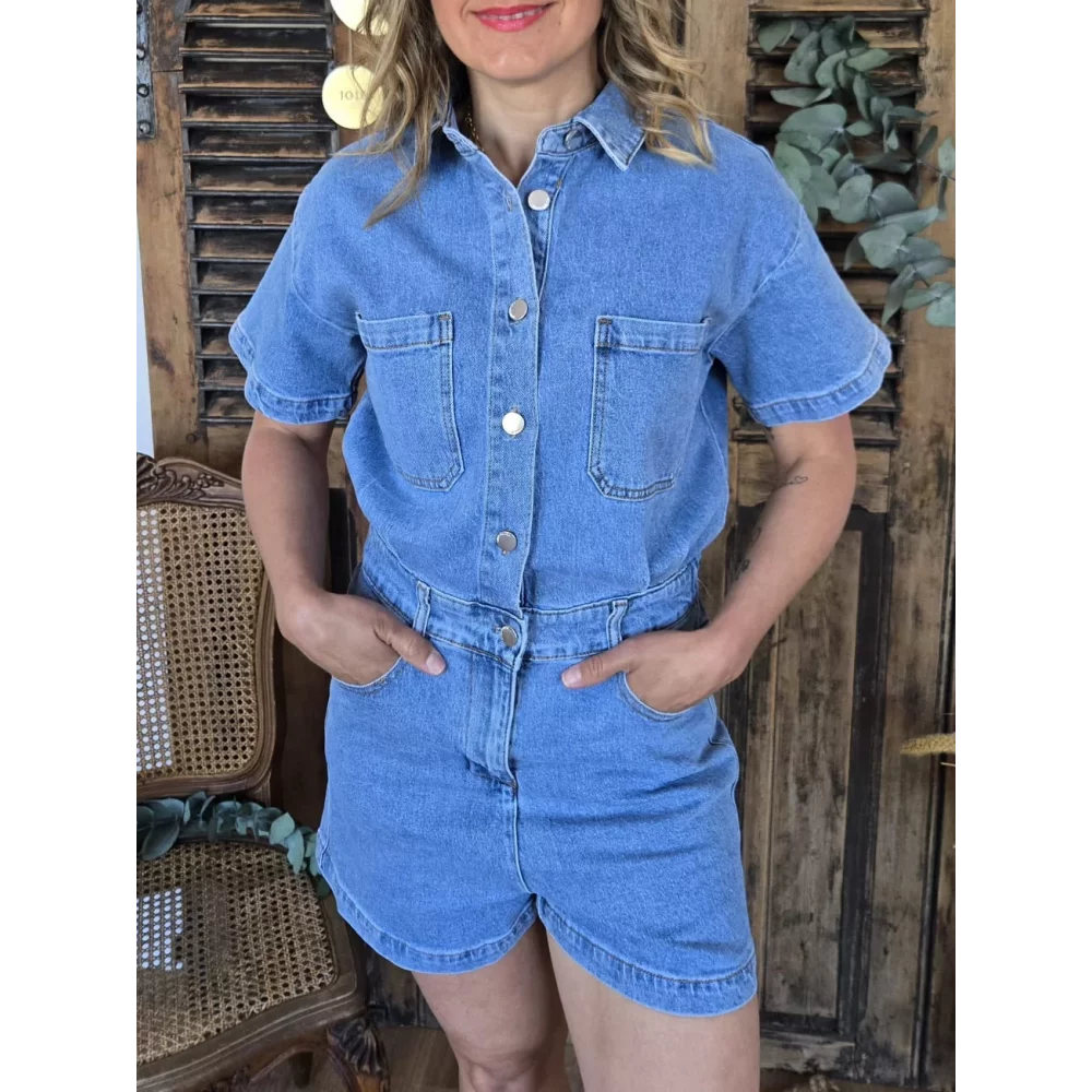 Combi short Yolaine bleu jean