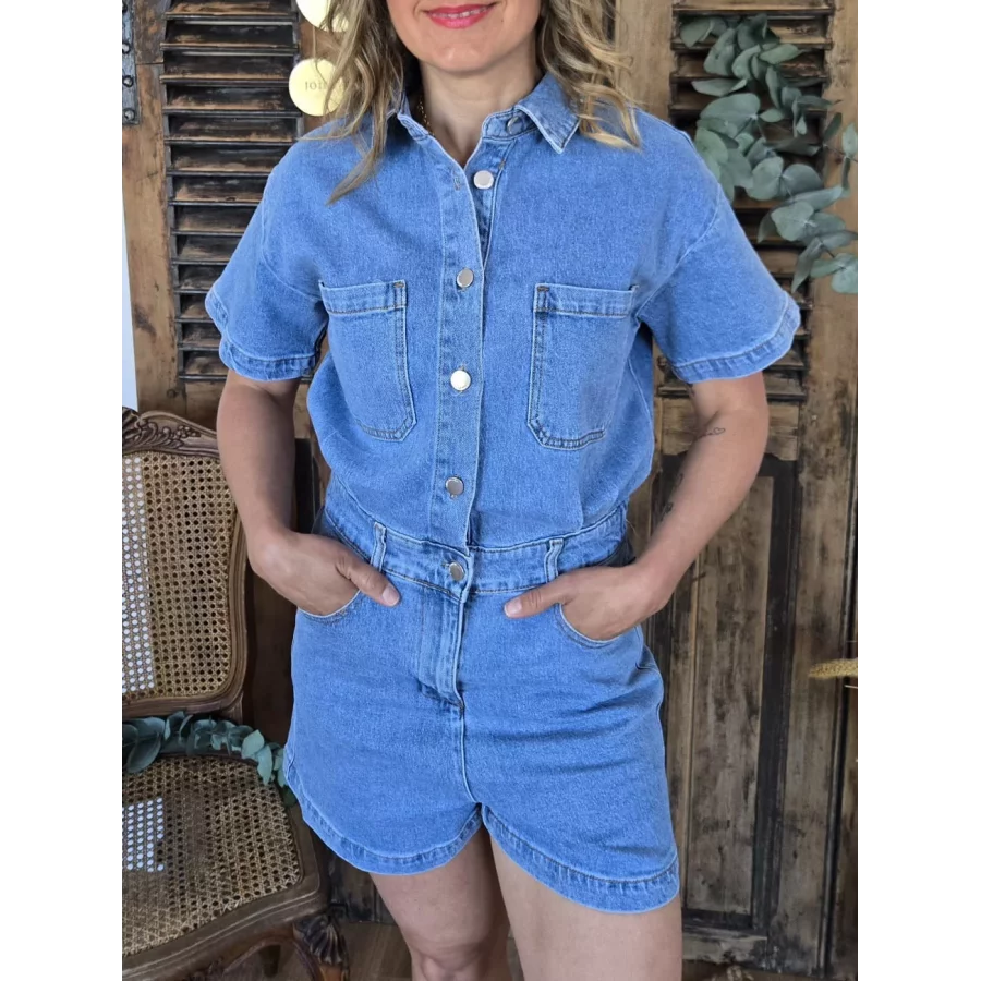 Combi short Yolaine bleu jean