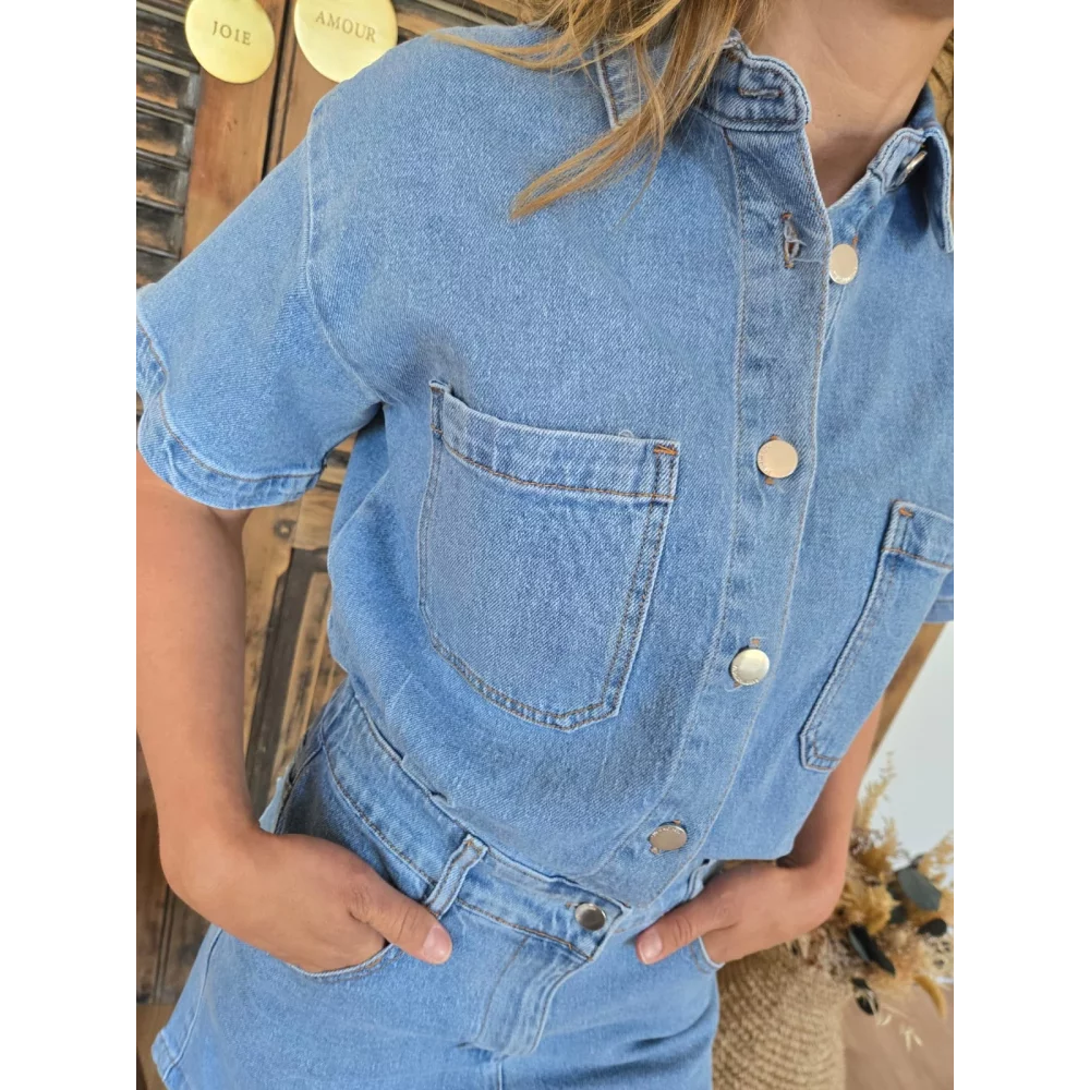 Combi short Yolaine bleu jean