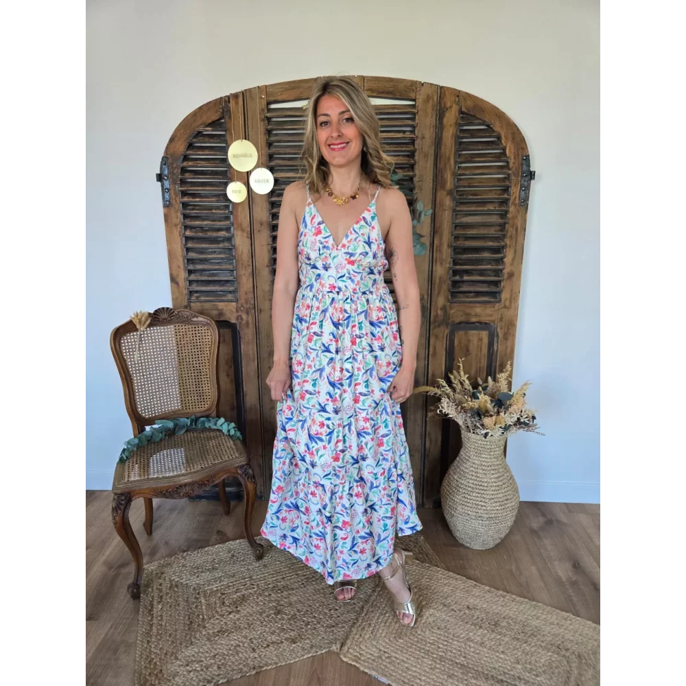 Robe longue bretelles Amélie fleurie