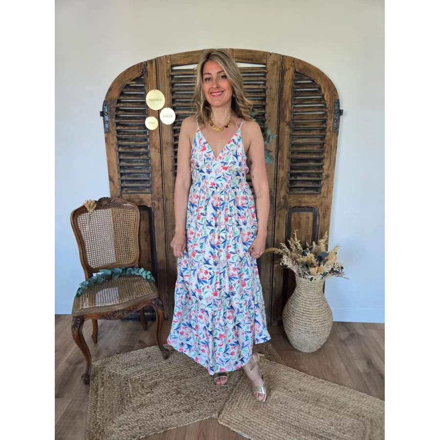 Robe longue bretelles Amélie fleurie