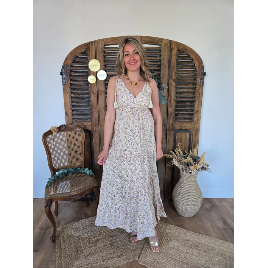 Robe longue bretelles Berenice fleurie