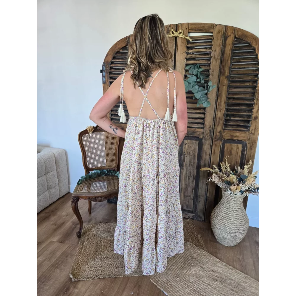 Robe longue bretelles Berenice fleurie