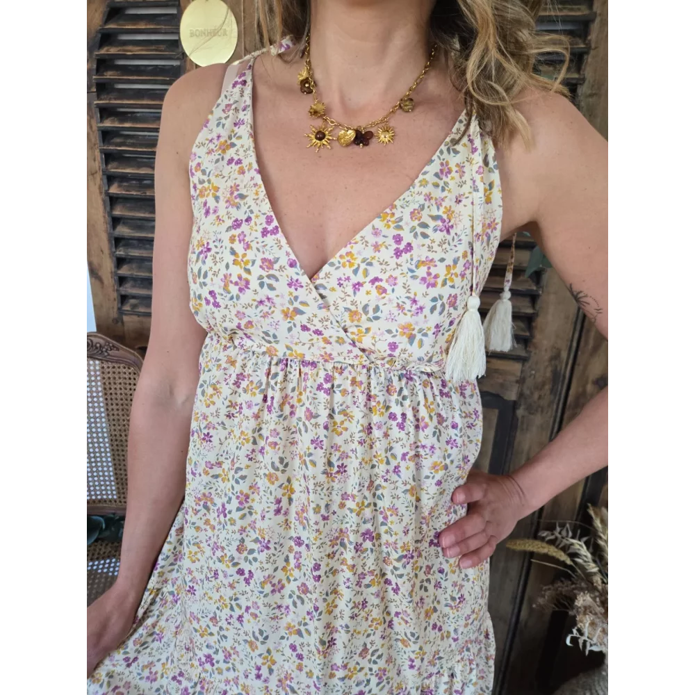 Robe longue bretelles Berenice fleurie