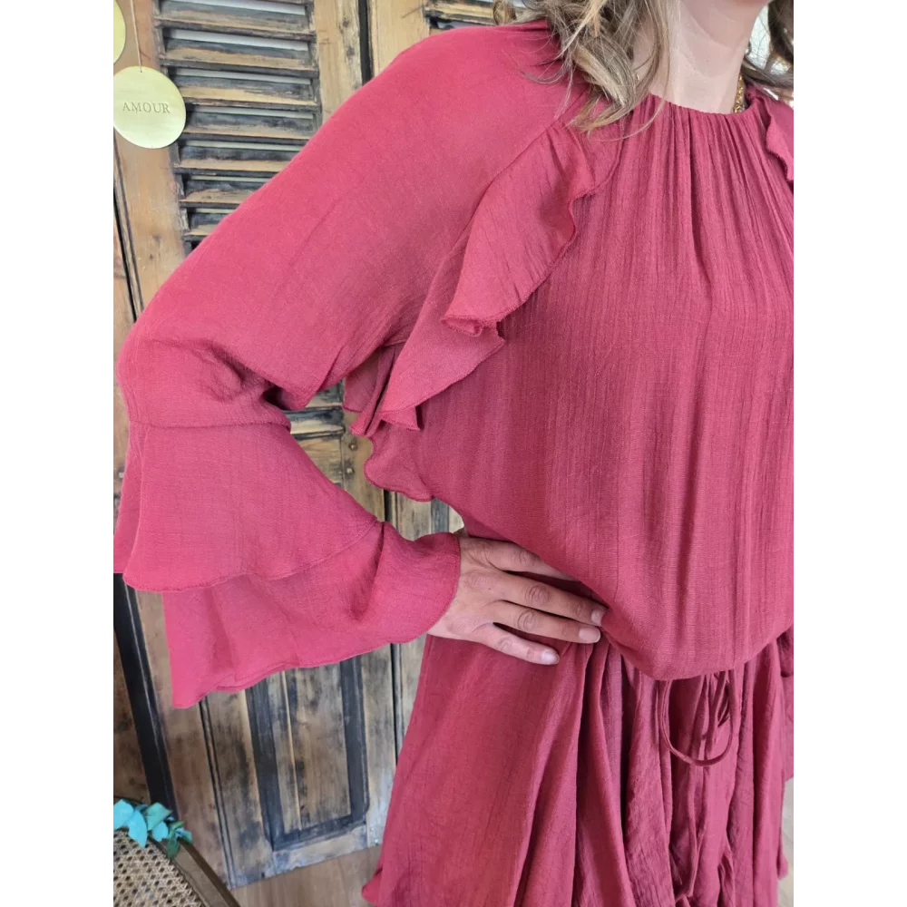Robe Helene volants terracotta