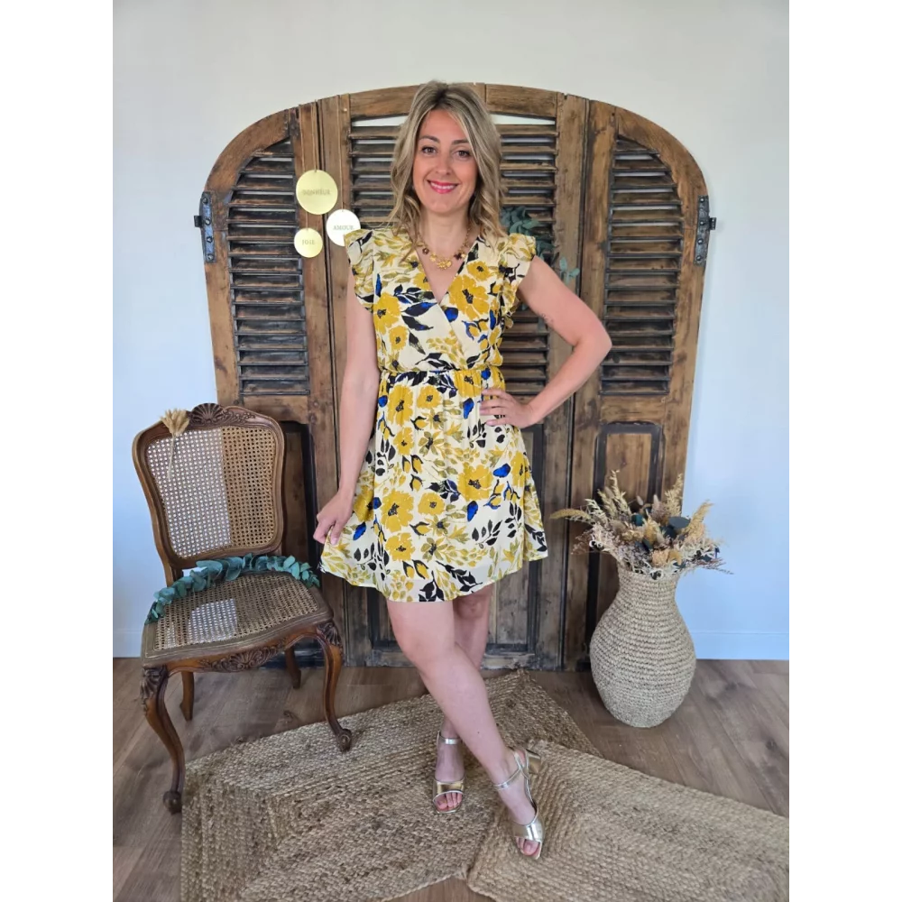Robe Amelia fleurs jaune