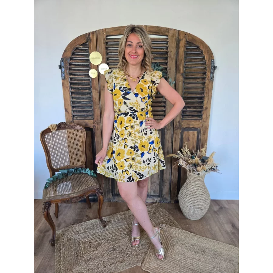 Robe Amelia fleurs jaune