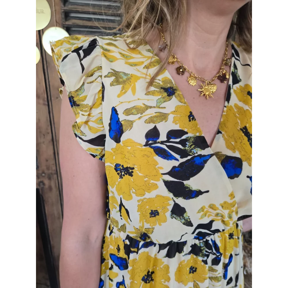 Robe Amelia fleurs jaune