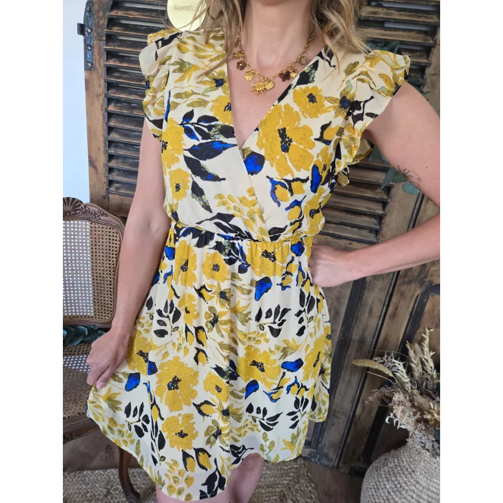Robe Amelia fleurs jaune