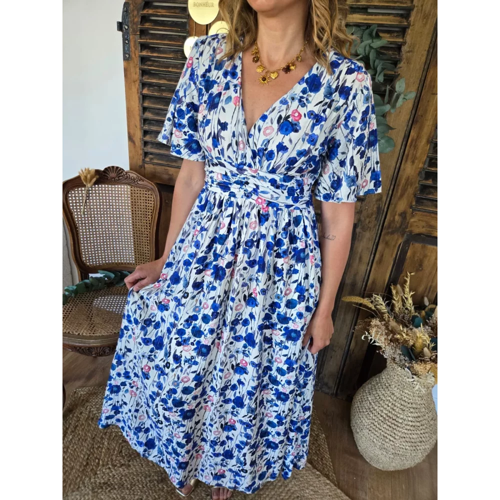 Robe longue Emmy bleu roy