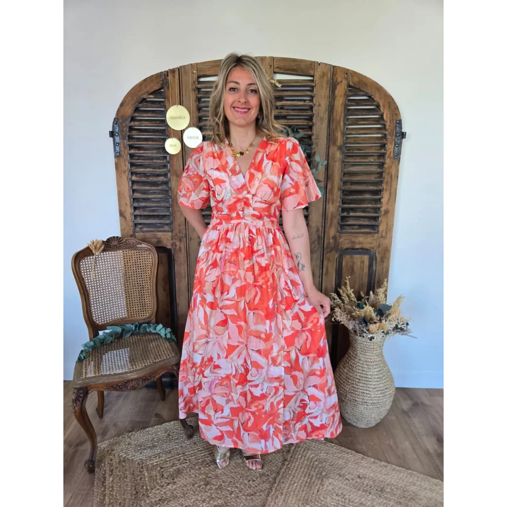 Robe longue Betanie voile orange