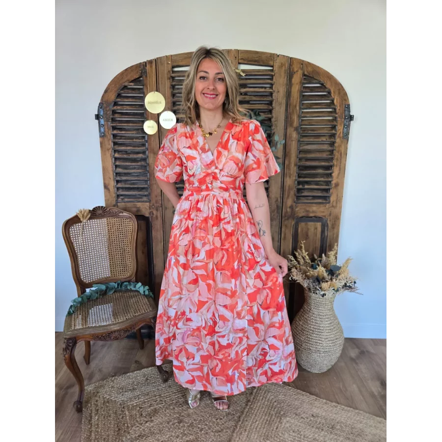 Robe longue Betanie voile orange