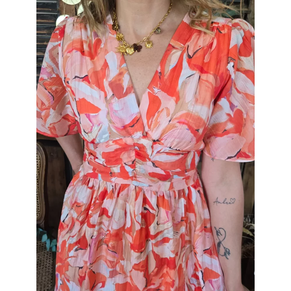Robe longue Betanie voile orange