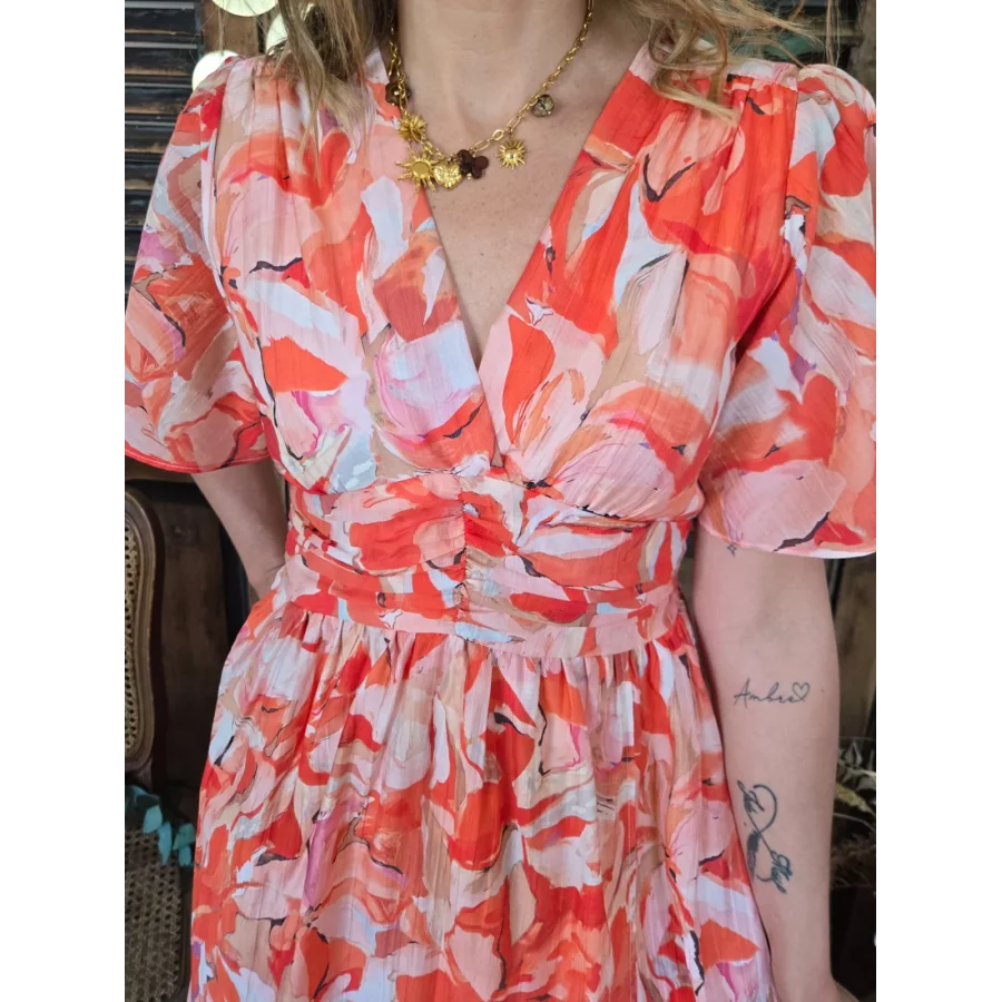 Robe longue Betanie voile orange