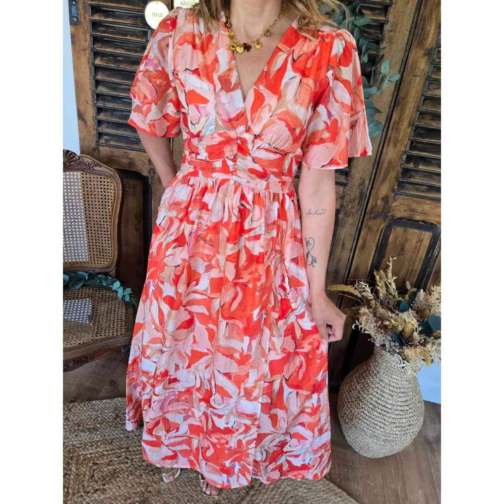 Robe longue Betanie voile orange