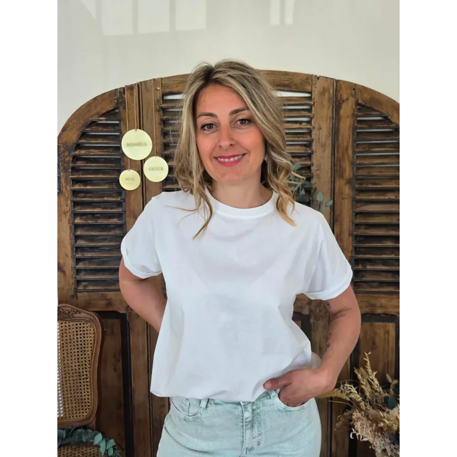 T-shirt Patrice blanc dos dentelle