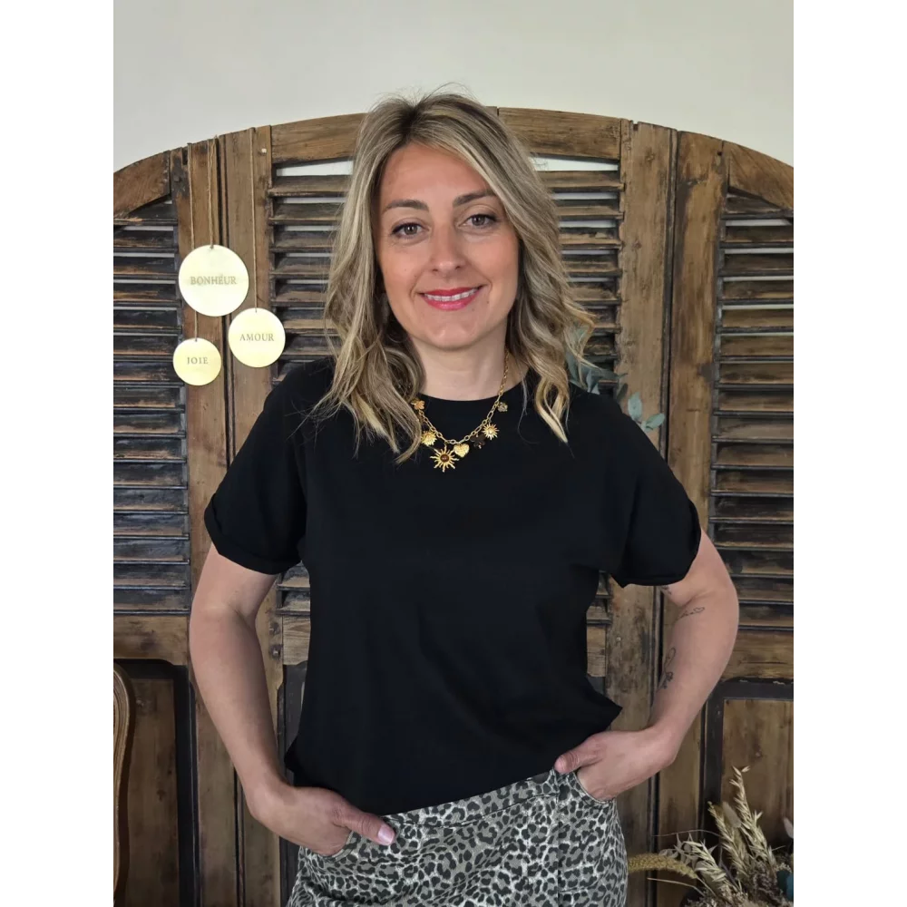 T-shirt Patrice noir dos dentelle
