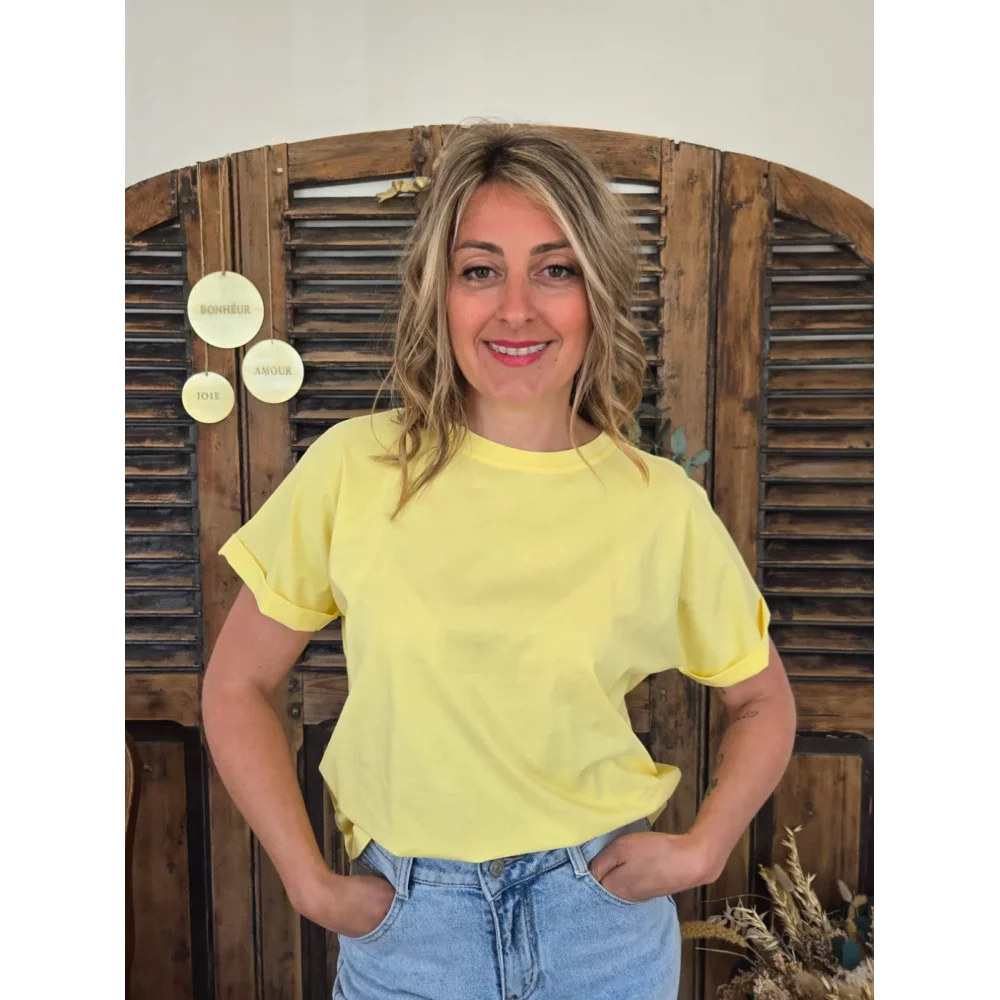 T-shirt Patrice jaune dos dentelle