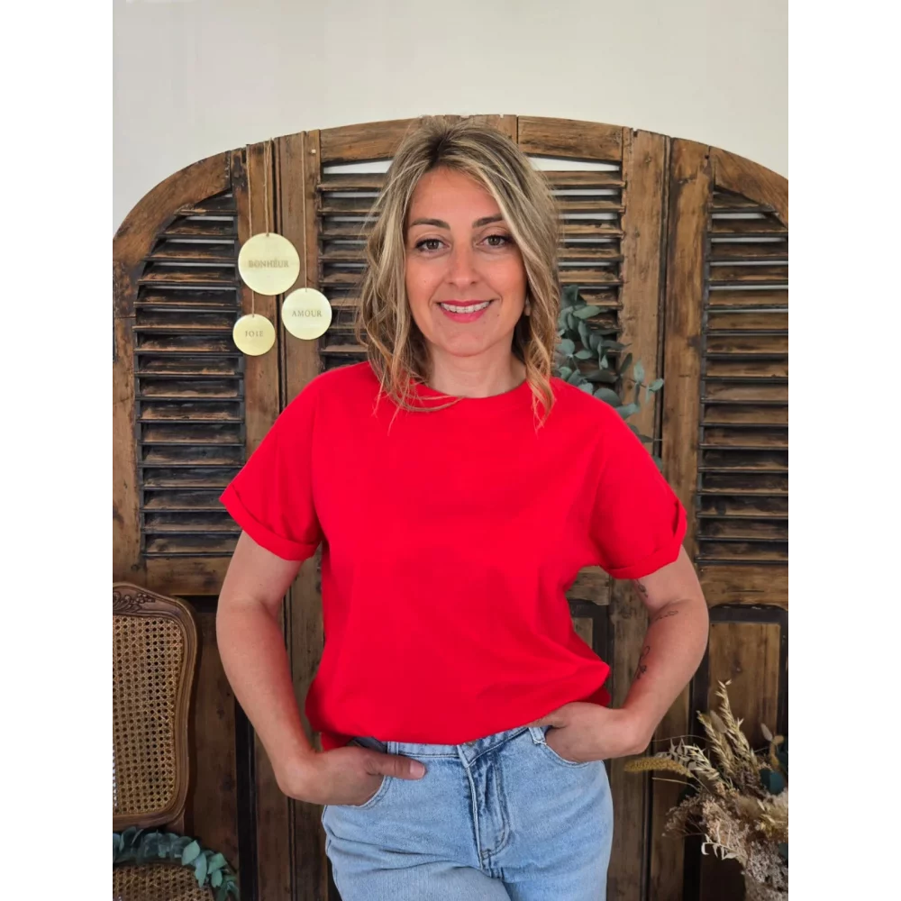 T-shirt Patrice rouge dos dentelle