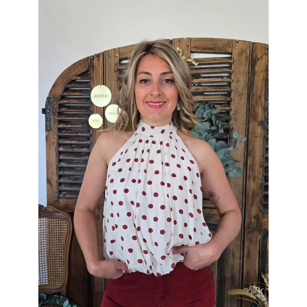 Blouse Maia beige pois terracotta