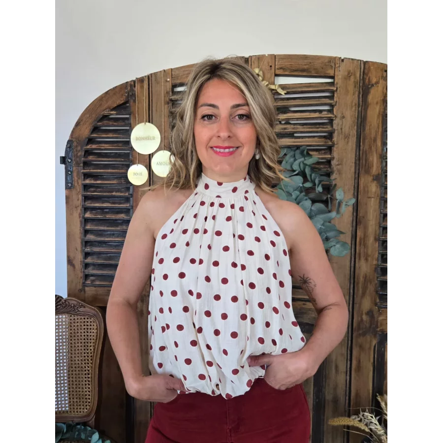 Blouse Maia beige pois terracotta