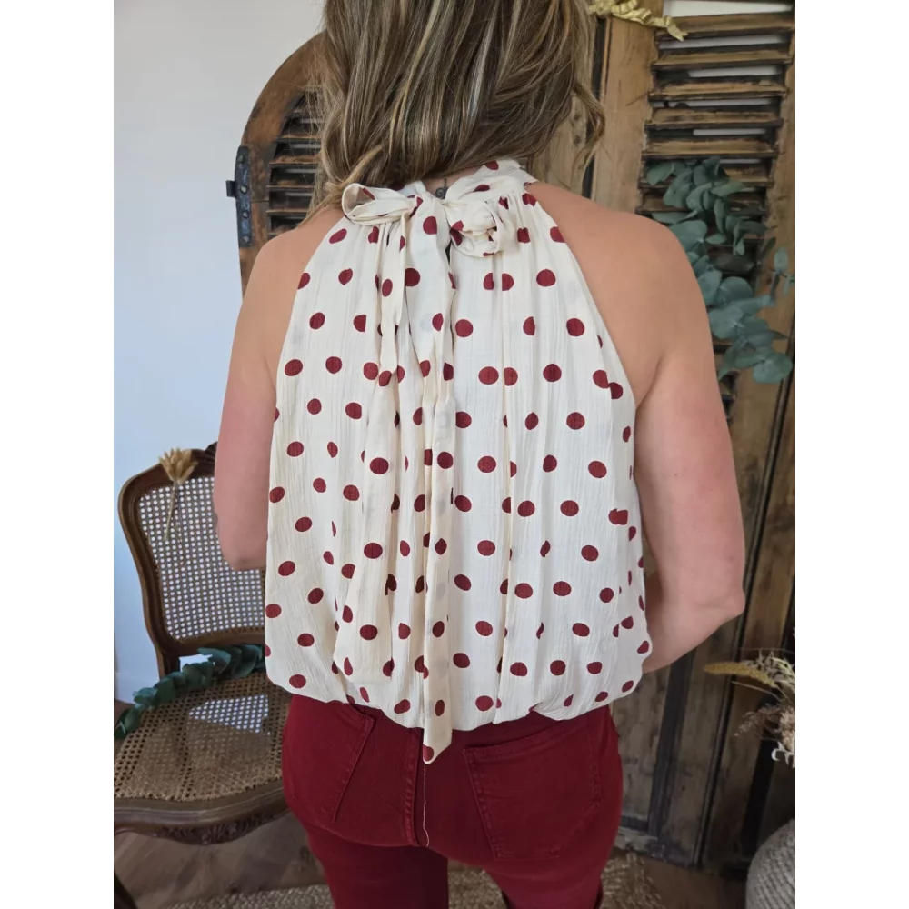 Blouse Maia beige pois terracotta
