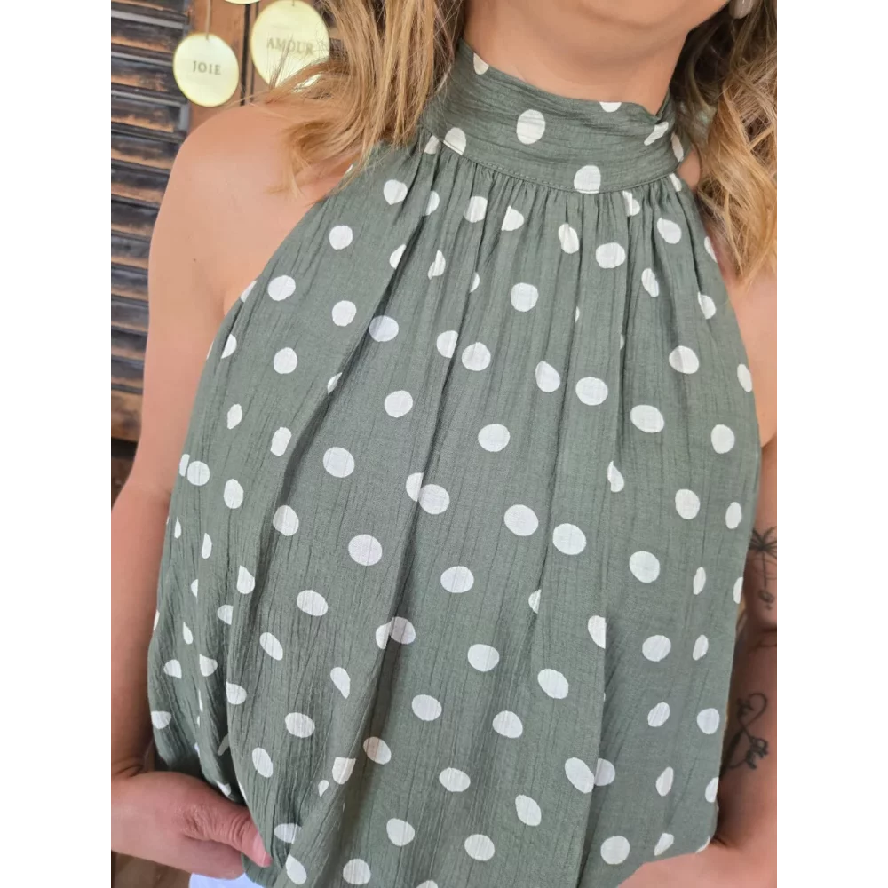 Blouse Maia kaki pois blanc