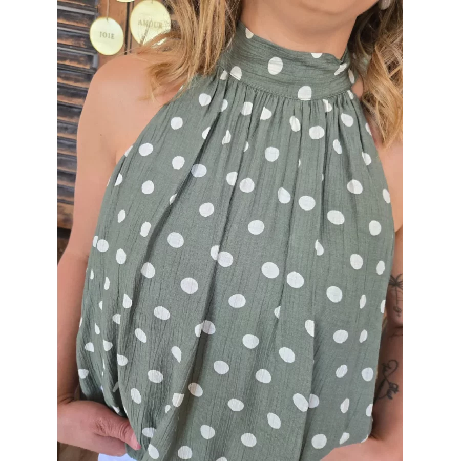 Blouse Maia kaki pois blanc