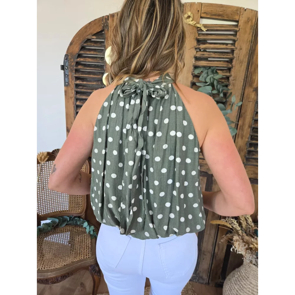 Blouse Maia kaki pois blanc