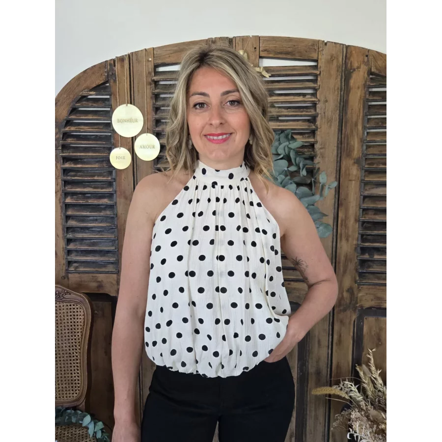 Blouse Maia beige pois noir