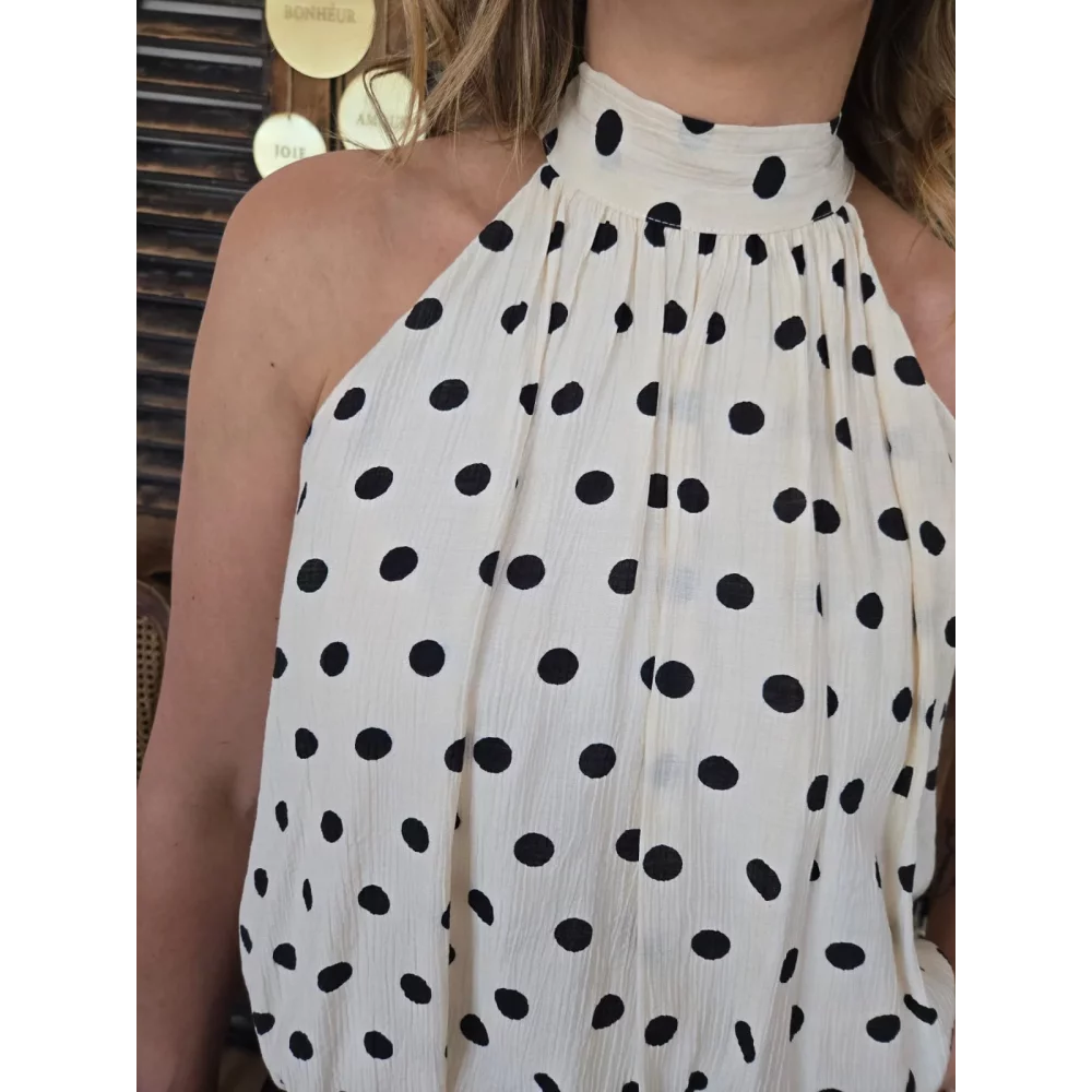 Blouse Maia beige pois noir