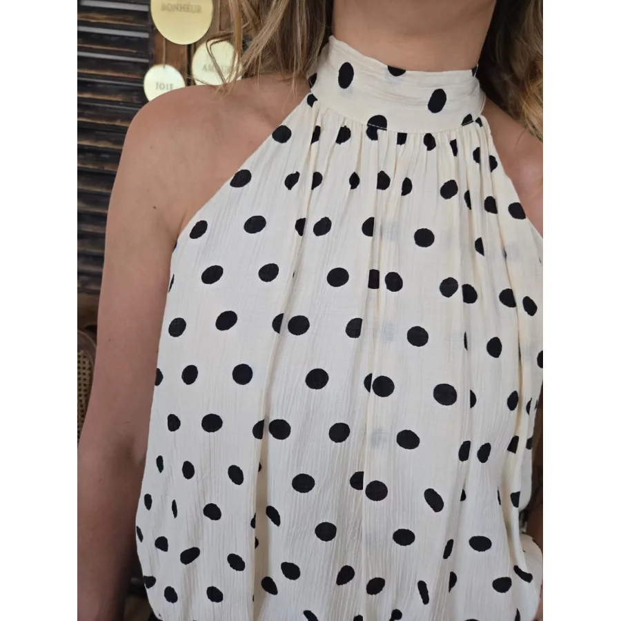 Blouse Maia beige pois noir