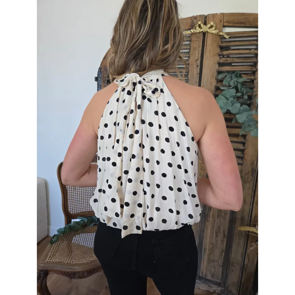 Blouse Maia beige pois noir