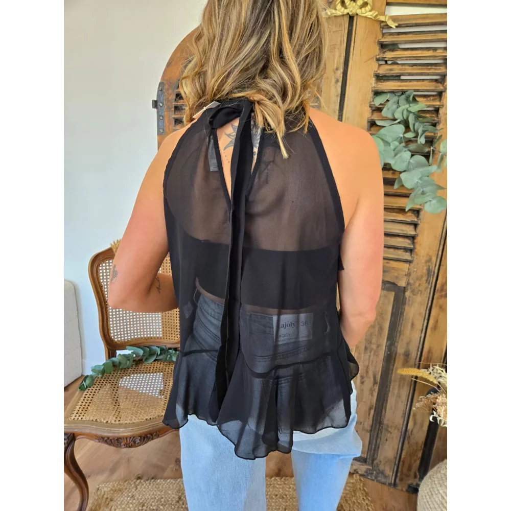 Top Felicien voile volants noir