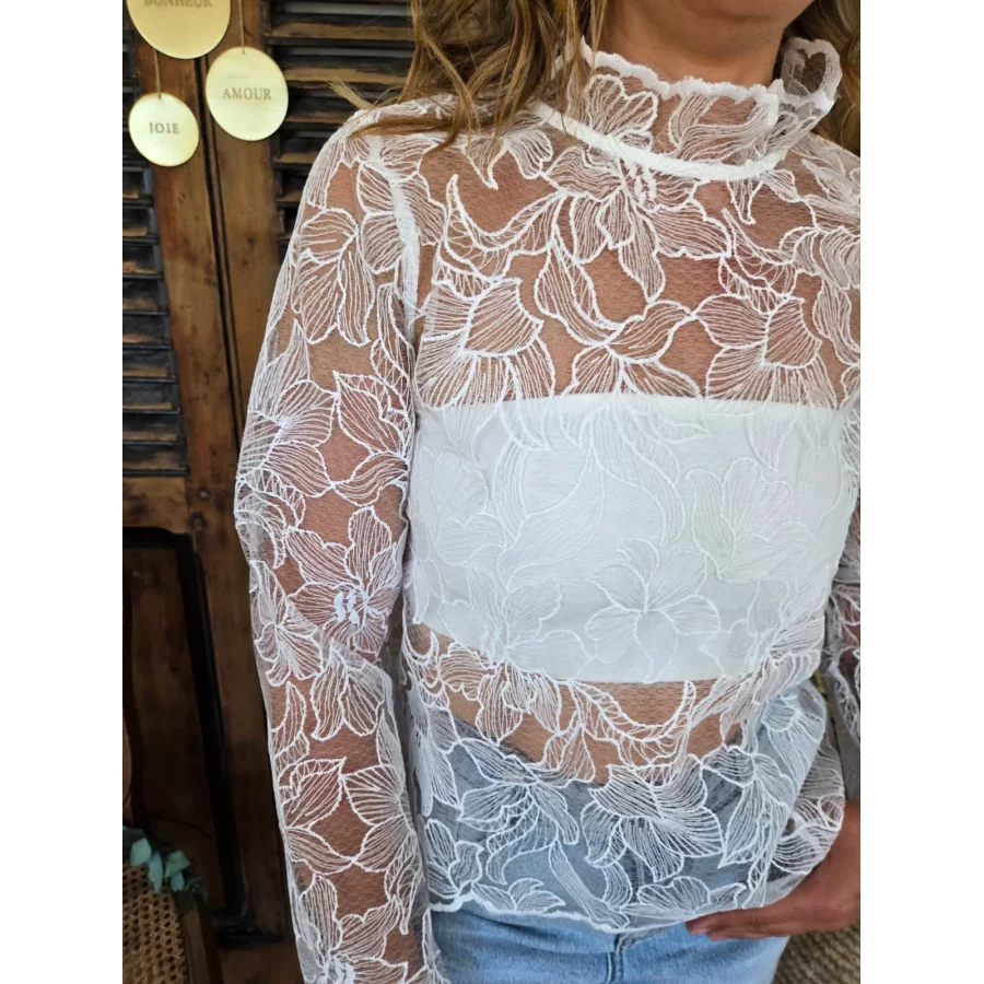 Blouse Roseline dentelle blanche