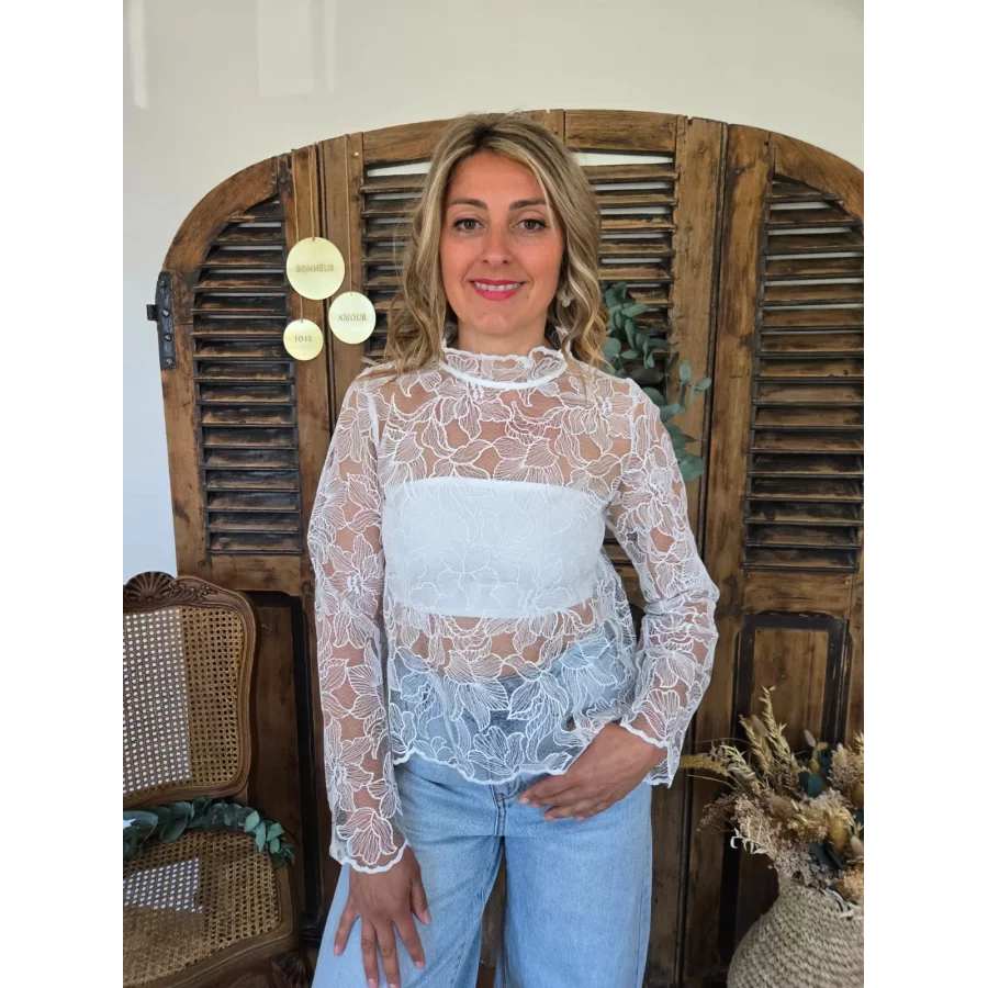 Blouse Roseline dentelle blanche
