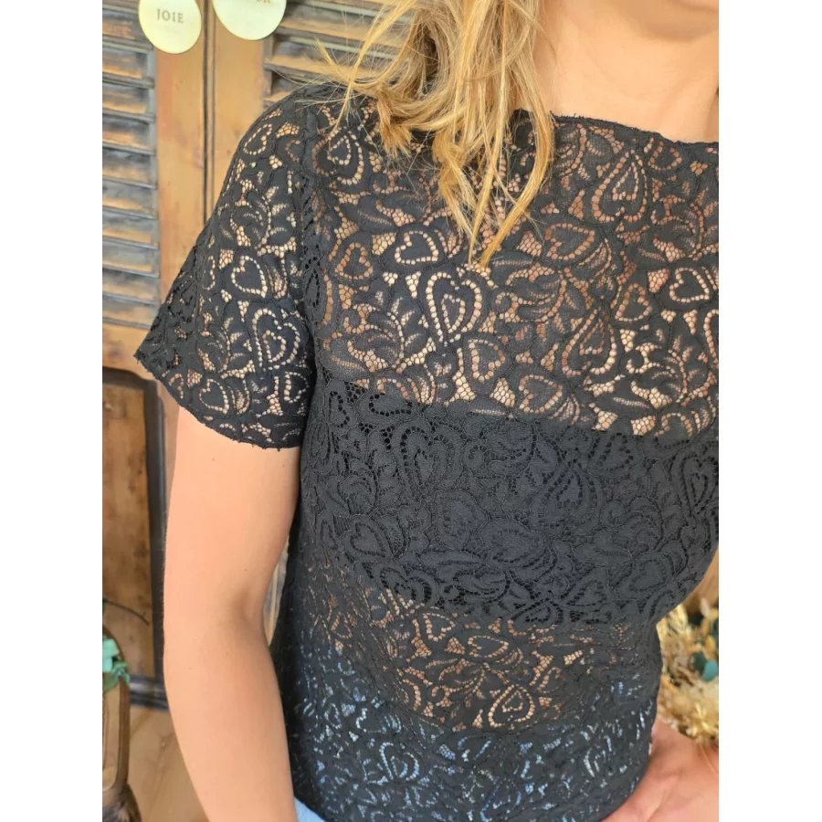 Blouse Victoire dentelle noir